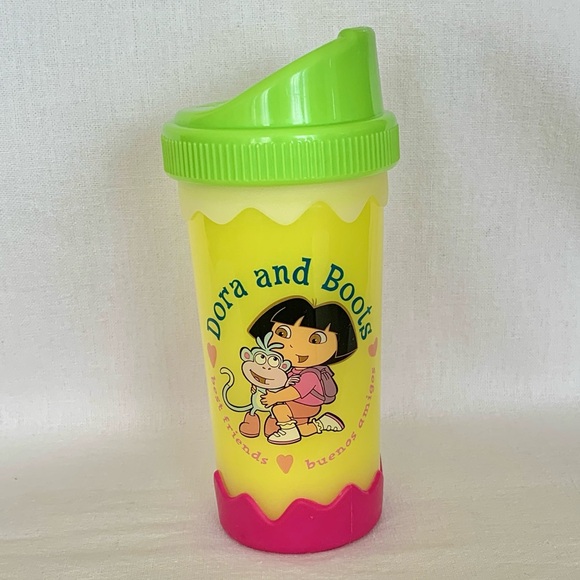 2003 Munchkin Healthflow Y2K Dora Explorer & Boots 10oz Water Bottle Sippy Cup - Picture 1 of 8